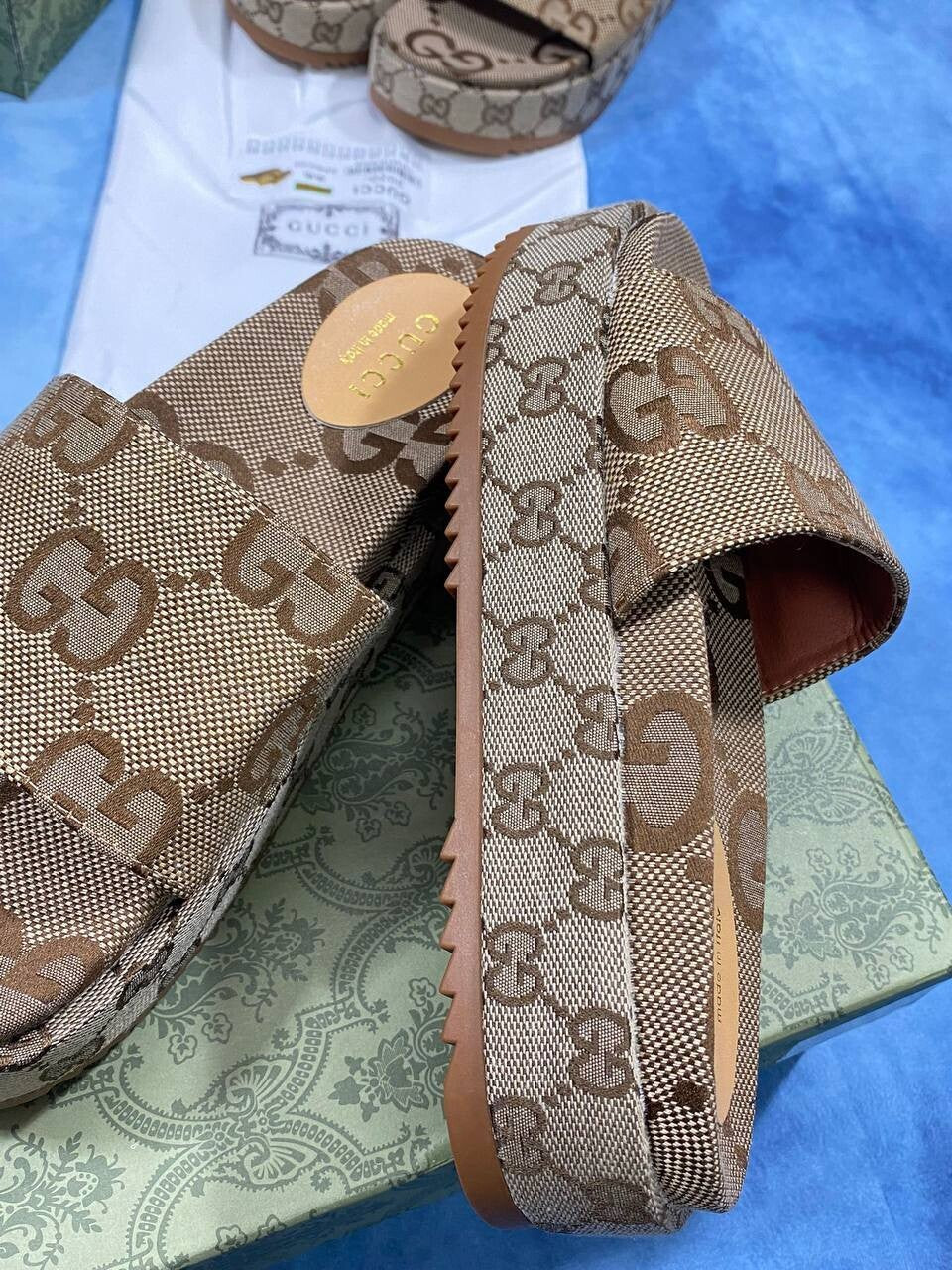 Gucci GG Printed Platform Slides/ Sandals Men'sSale UK