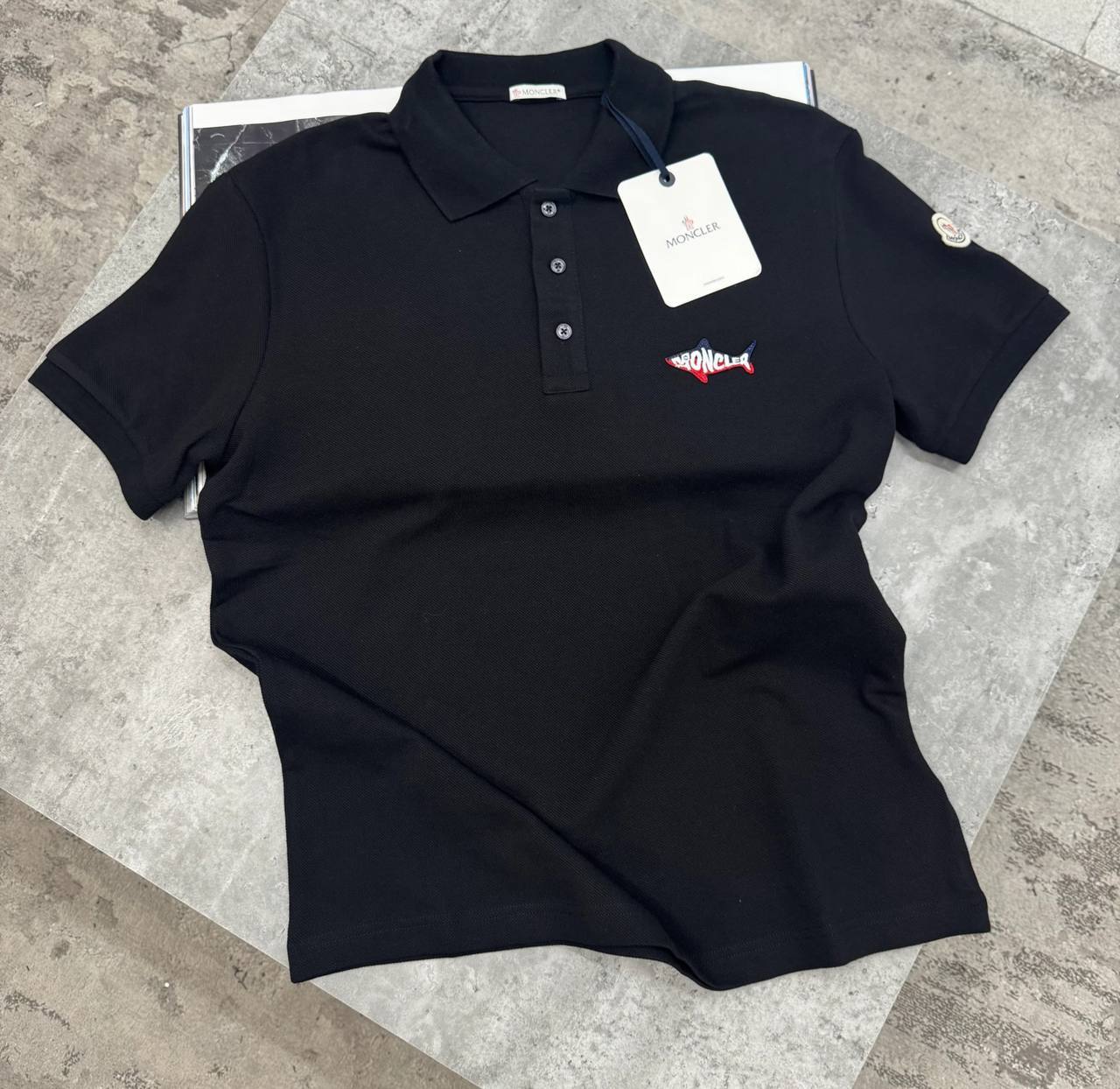 MONCLER - SHARK LOGO REPLICA POLO SHIRT IN COTTON FOR MEN SALE UK