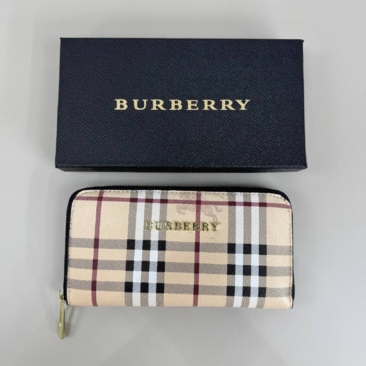 Burberry House Check Canvas Elmore Zip Around Wallet Sale UK