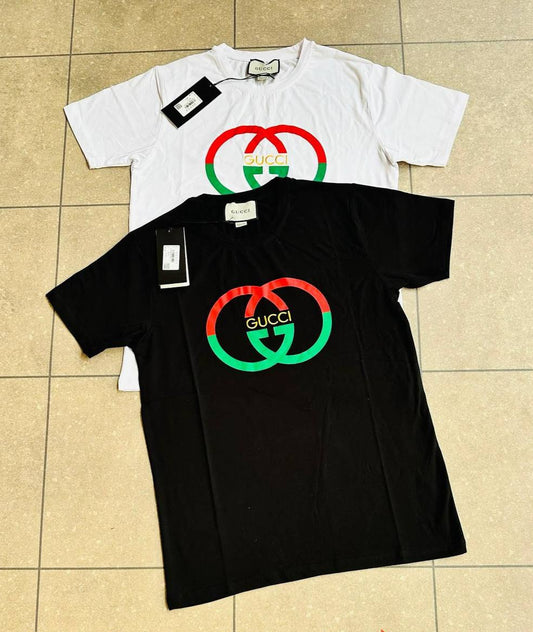 Gucci Logo Printed Men T-Shirts in Black and White in AAA quality Reps Sale UK