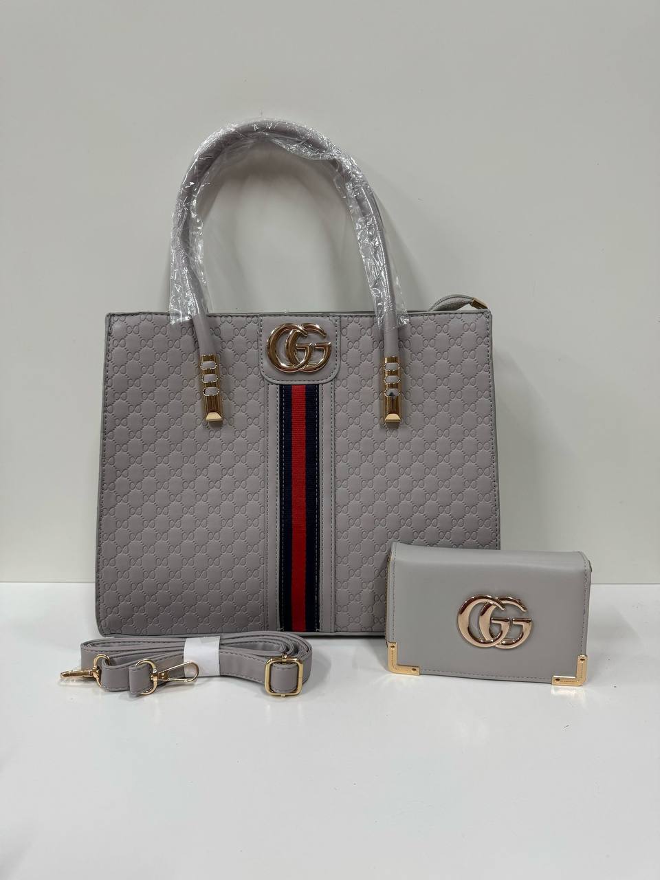 Gucci Women 2pc Bag with Long Strap in White Gray Brown Black Peach AAA Quality Reps Sale UK