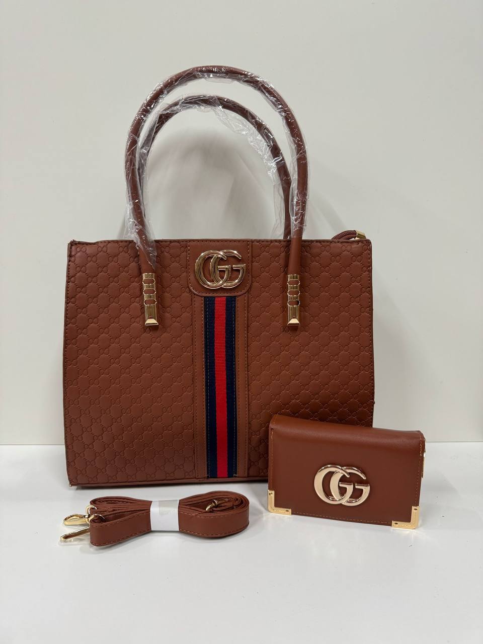 Gucci Women 2pc Bag with Long Strap in White Gray Brown Black Peach AAA Quality Reps Sale UK