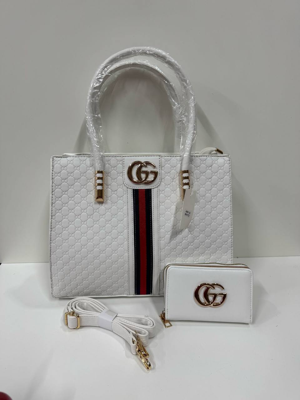 Gucci Women 2pc Bag with Long Strap in White Gray Brown Black Peach AAA Quality Reps Sale UK