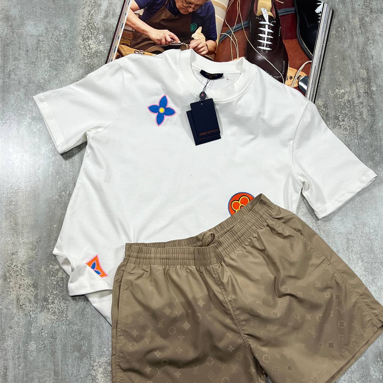 Louis Vuitton Monogram Flower T-Shirt & Monogram Swim Shorts Set AAA Quality UK Reps