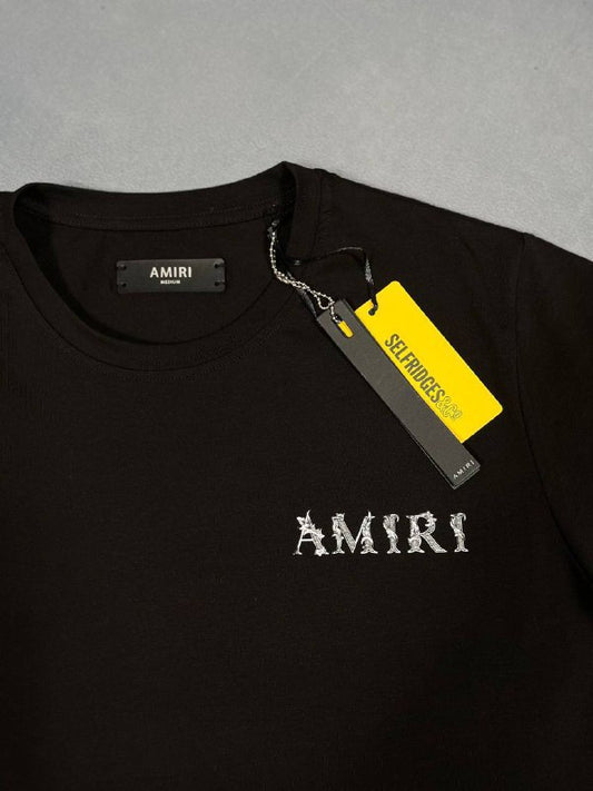 Amiri Baroque Logo-Print Cotton T-Shirts UK Reps AAA Quality