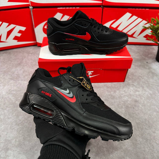 Nike Air Max 90 Three Swooshes - Black Habanero Red (GS) Replica Trainers For MEN Sale UK