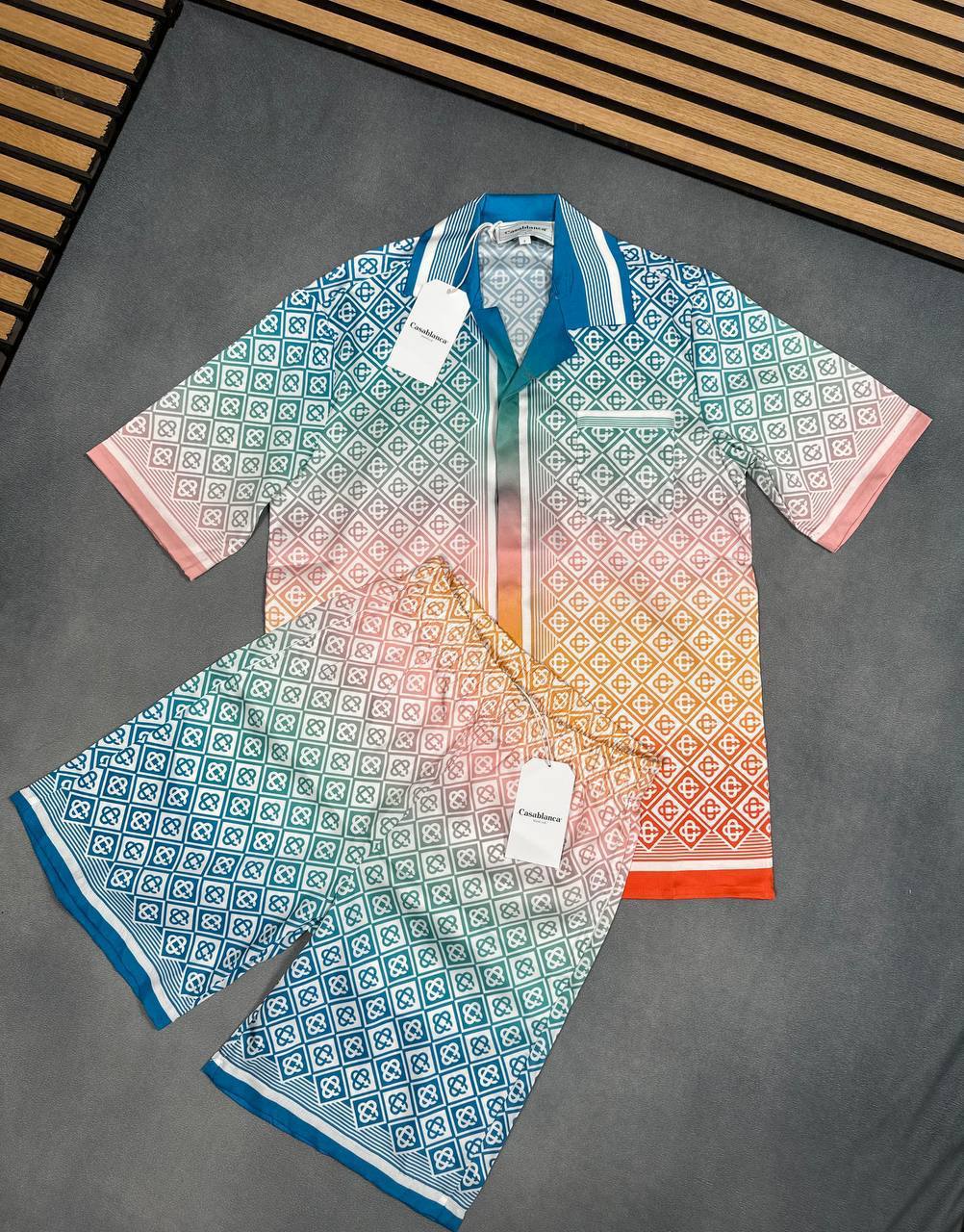 Casablanca Diamond Monogram Gradient Silk Set UK Reps AAA Quality