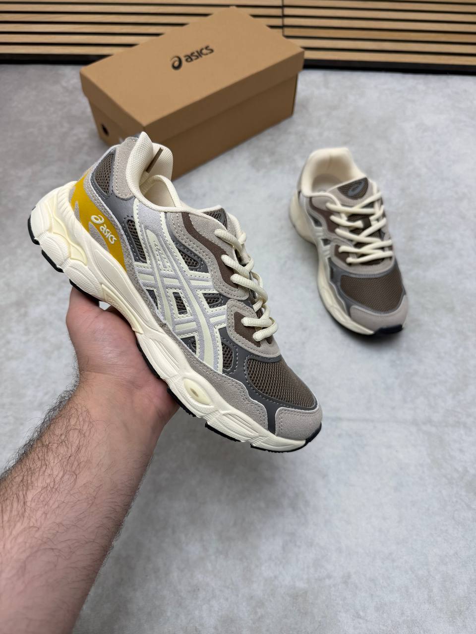 ASICS GEL-NYC Lifestyle Shoes in Cocoa Powder/ Pure Silver AAA Quality UK Reps