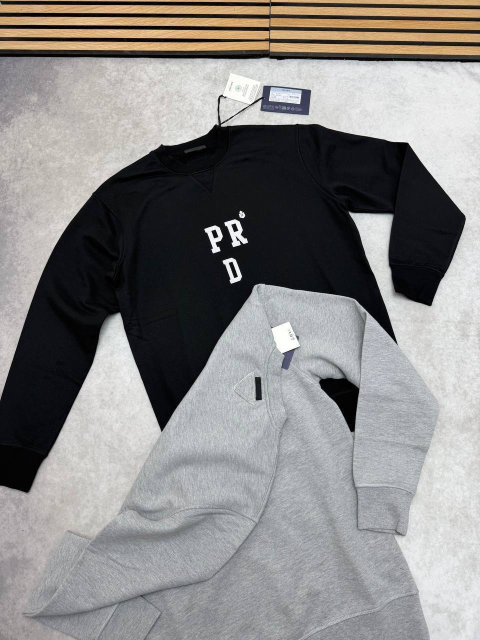 Prada Logo Cotton Fleece Sweatshirt UK Reps AAA Quality