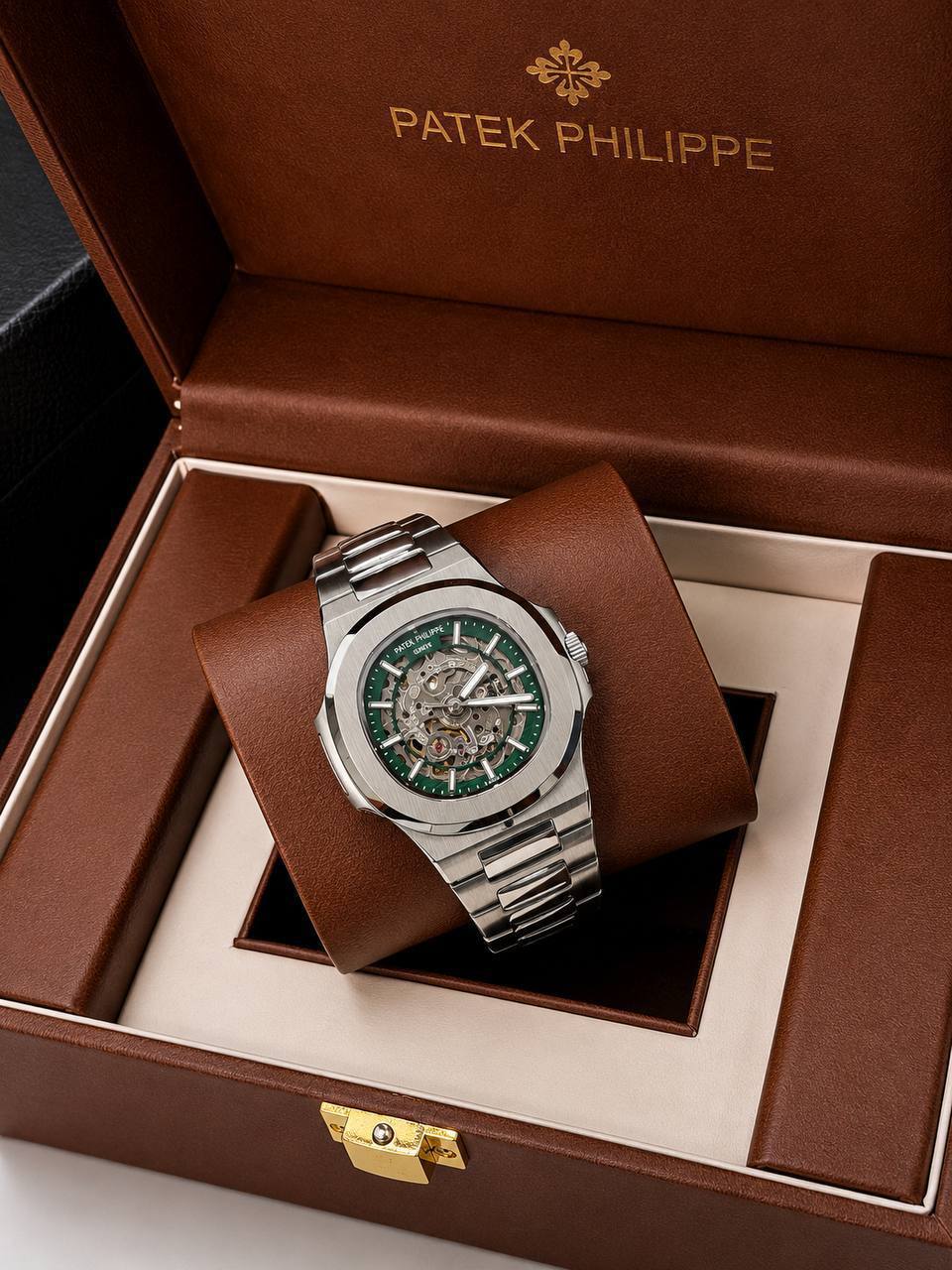 Patek Philippe Nautilus-Inspired Skeleton Automatic Watch in Green Dial AAA Quality UK Reps