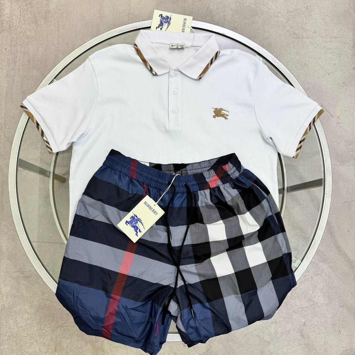 Burberry Cotton Polo Shirt & Burberry Vintage Check Swim Shorts Superclone Quality UK Reps