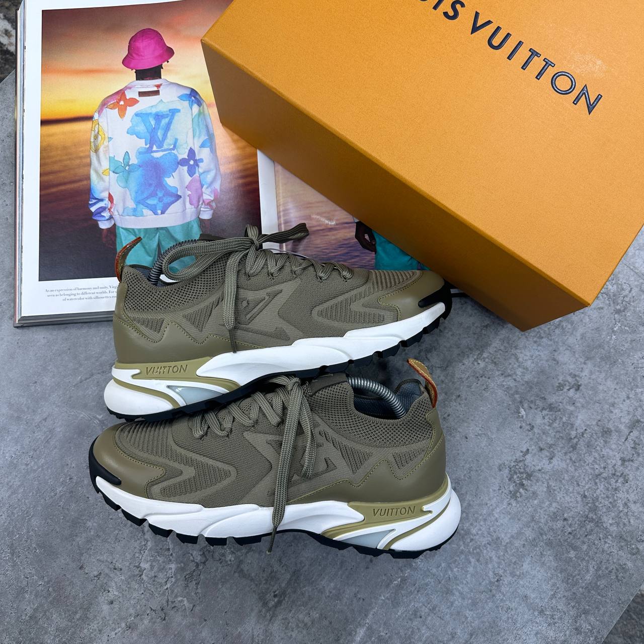 Louis Vuitton Runner Tactic Trainer Sneakers in Olive Green Mens UK Reps 1:1 Quality