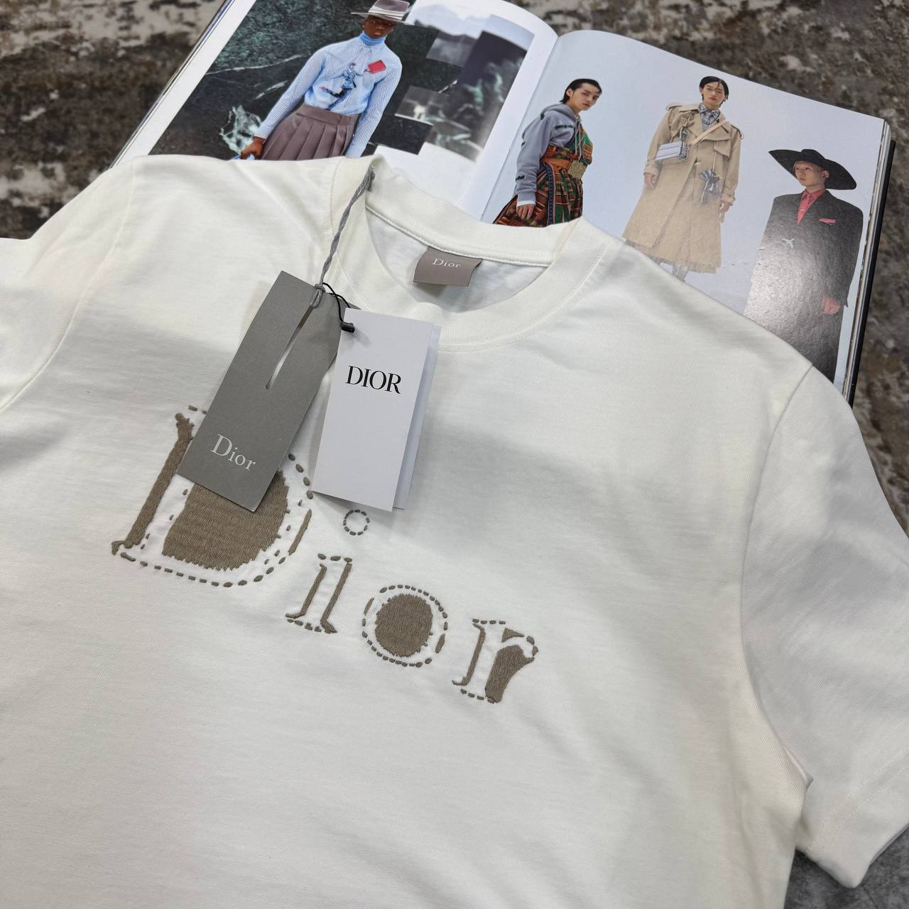 Dior Men's Luxury Oblique Pattern Patch Logo Cotton T-Shirt UK Reps AAA Quality