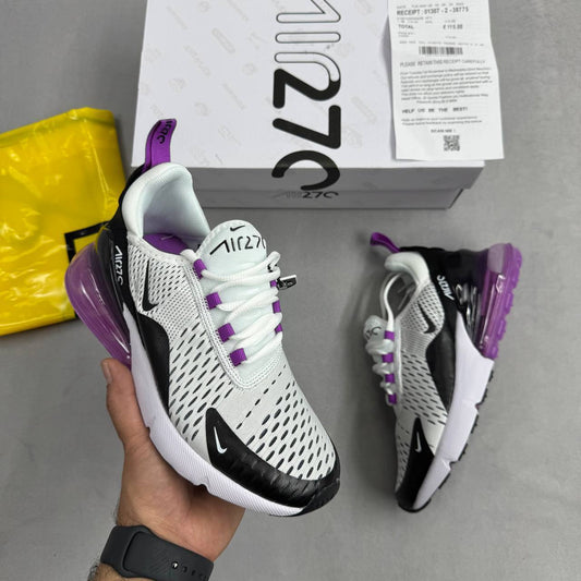 Nike Air Max 270 White Black Replica Shoes Fuchsia Purple Women's Trainers Sneakers Sale UK