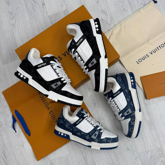 Louis Vuitton Denim Trainers Black shoe for MEN AAA Quality Reps Sale UK