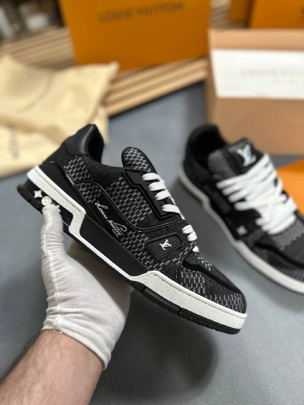 Louis Vuitton LV Trainer Black Damier 3D Denim Sneakers for Men Sale UK