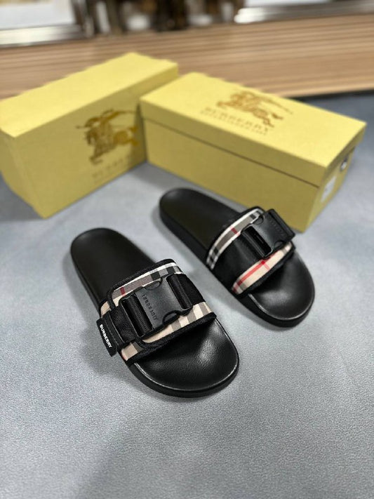 Burberry Buckled   Vintage Check Print Sliders For Men's Sale UK