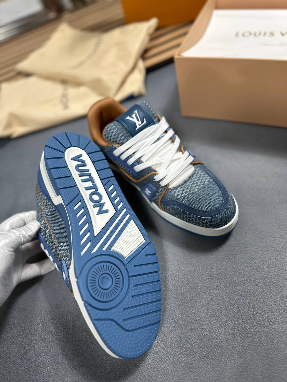 Louis Vuitton LV Rep Trainer Blue Damier 3D Denim for Men Sale UK