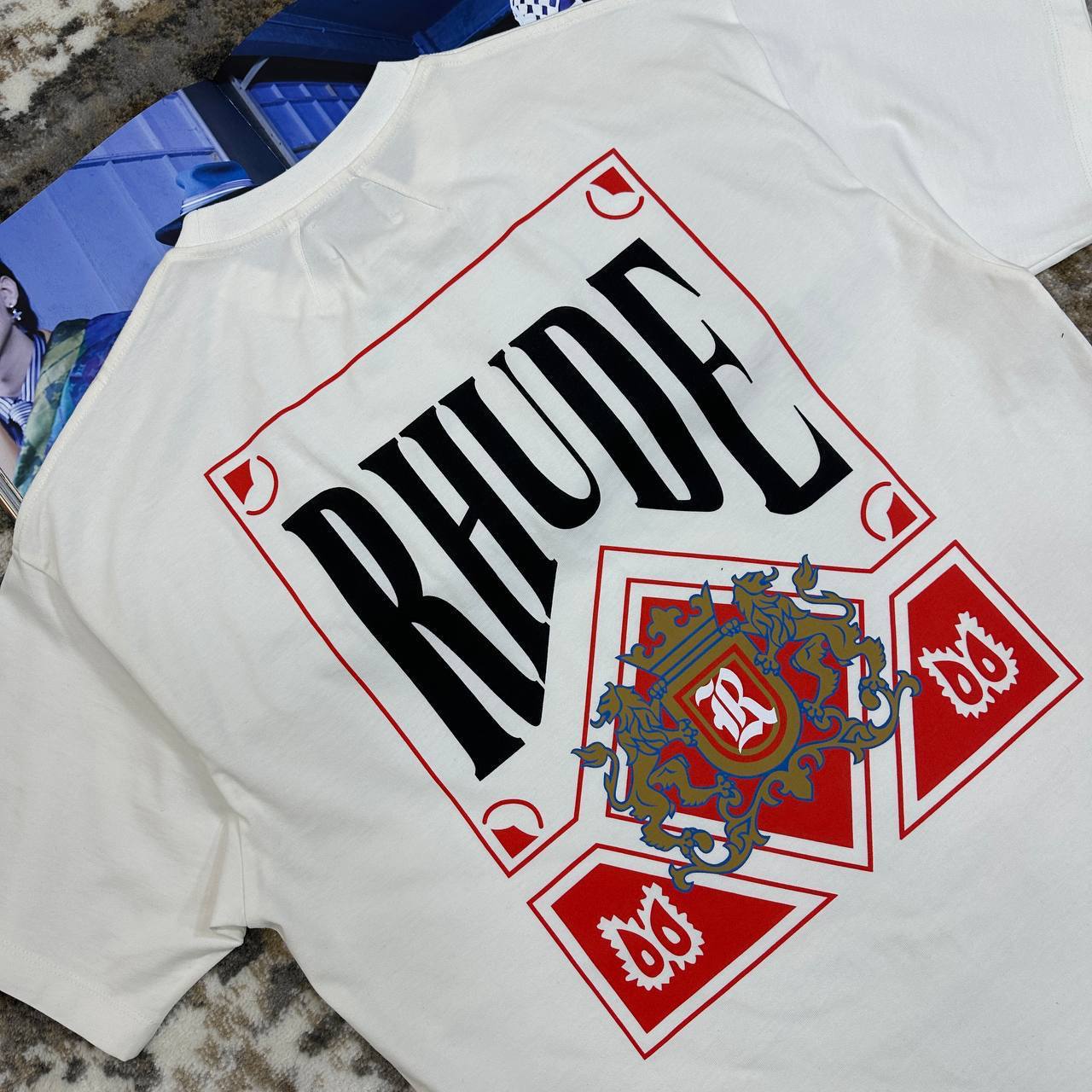 Rhude Card Print Mens T Shirts High Street Fashion Designer in 2 Colors UK Reps AAA Quality