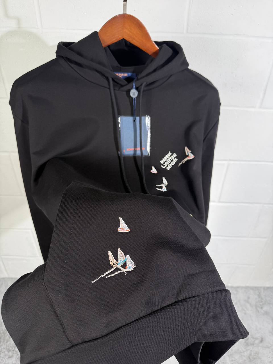 Louis Vuitton Embroidered Signature Hoodie in 2 Colors Mens Best Sale UK Reps AAA Quality