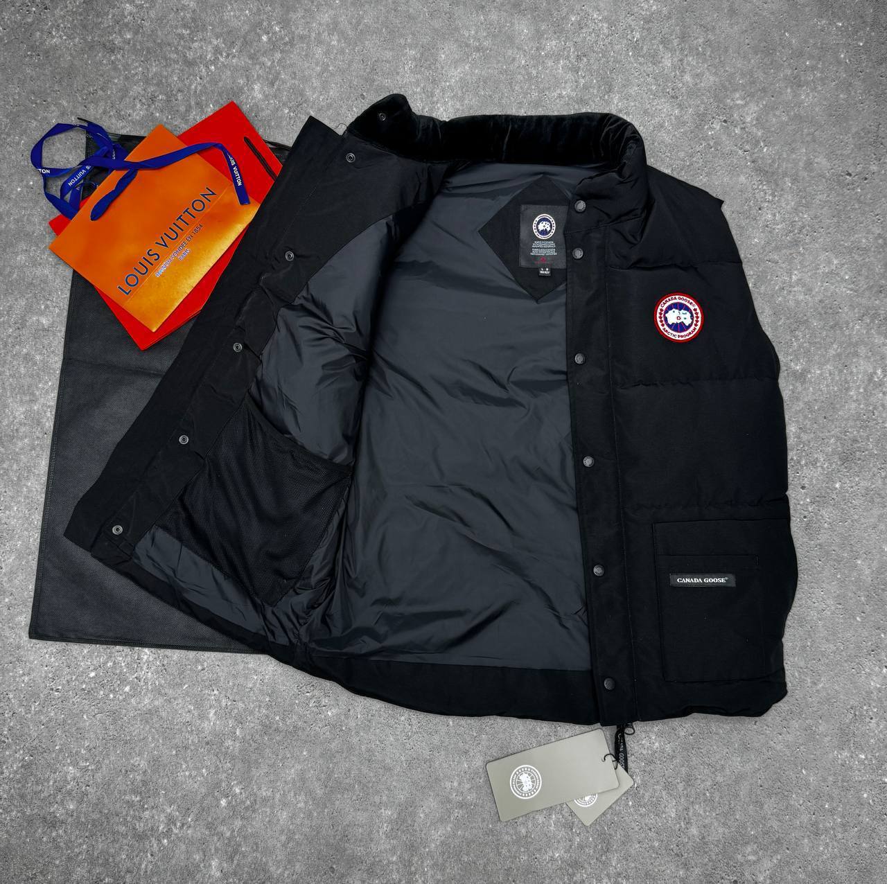 Canada Goose Black Lawrence Puffer Gilet Mens Best Sale UK Reps AAA Quality