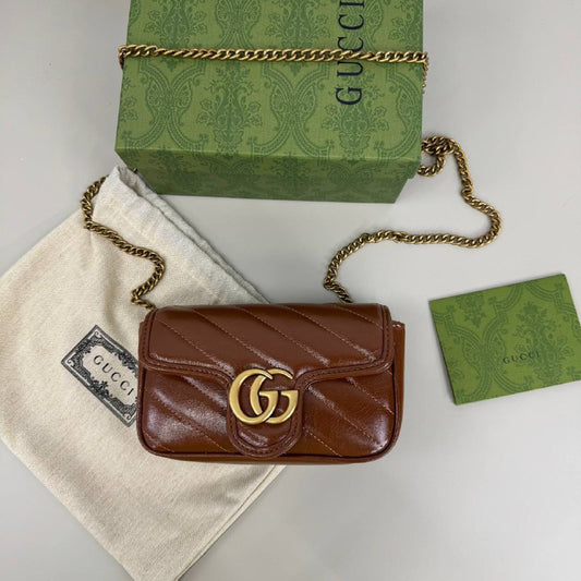 Gucci Marmont leather mini Rep bag Supermini (Brown) Sale UK