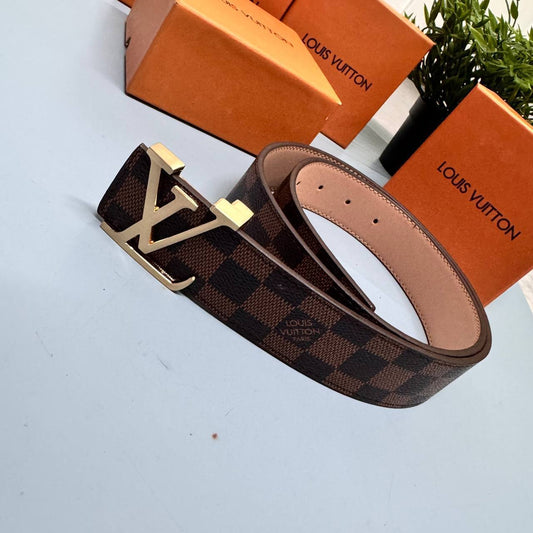 Louis Vuitton Trendy Brown Belt Golden Buckle For MEN Sale UK AAA Quality