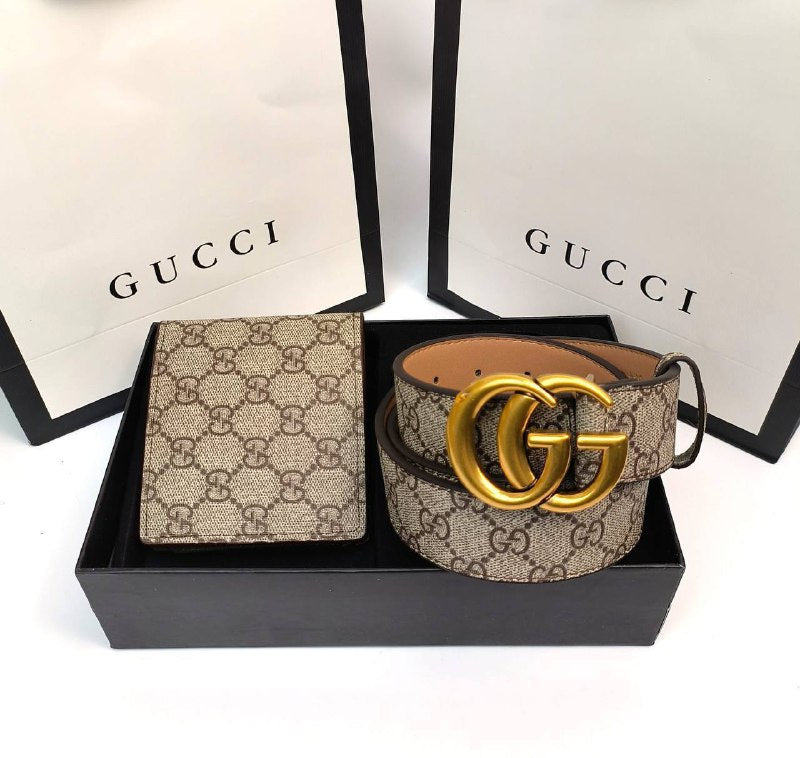 Gucci GG Buckle leather BELT & WALLET SET For MEN Sale UK