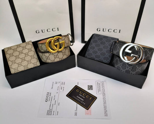 Gucci GG Buckle leather BELT & WALLET SET For MEN Sale UK