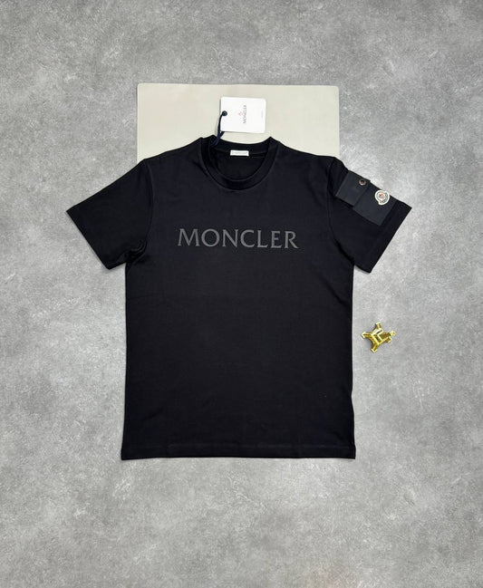MONCLER Logo-print Cotton Replica T-shirt For MEN  First Copy Fake Boys T-shirt Replica Tee Shirt Black Sale UK