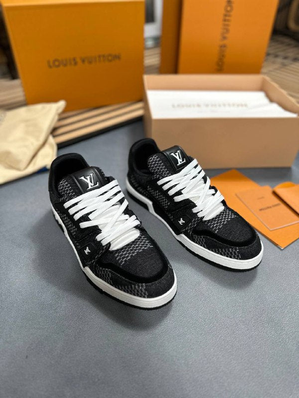 Louis Vuitton LV Trainer Black Damier 3D Denim Sneakers for Men Sale UK