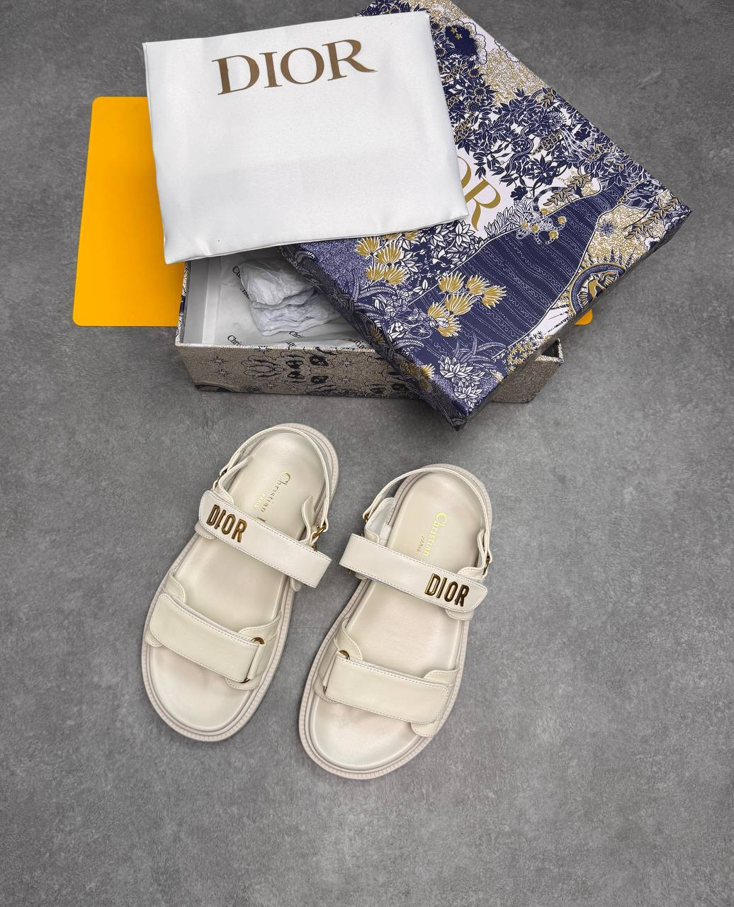 Dior Women Shoes DiorAct Sandal White Lambskin Gold-Finish Metal Sale UK