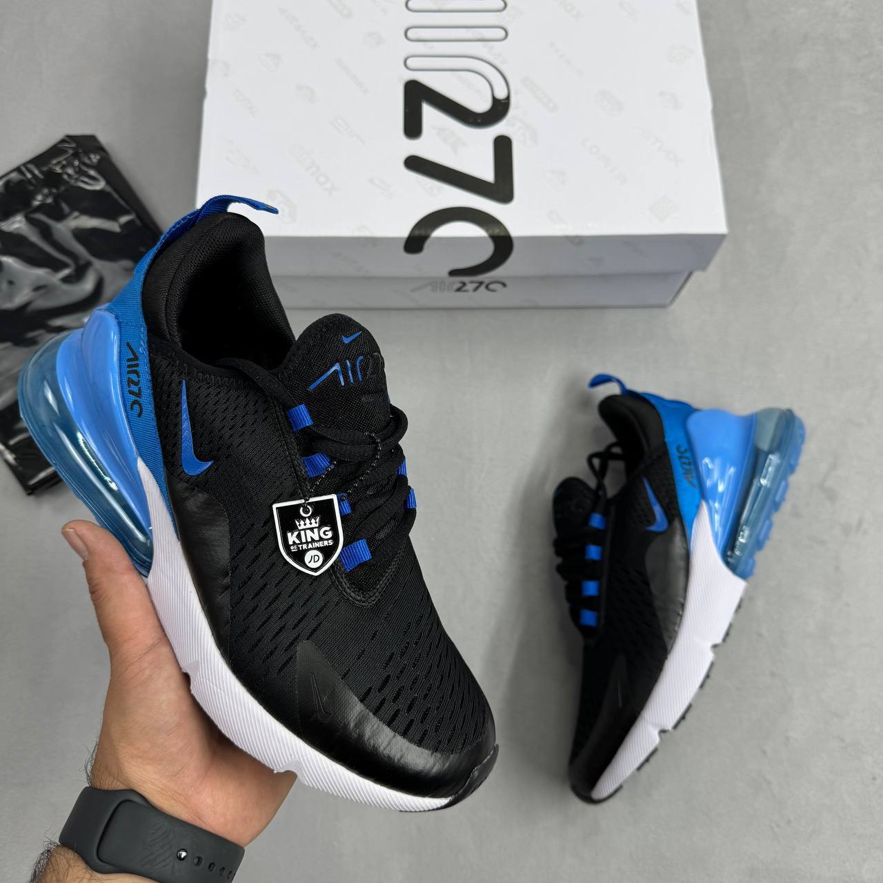 Nike Air Max 270 Sneakers Blue Swoosh Logo Running Shoes New Replica Trainers Men Sale UK