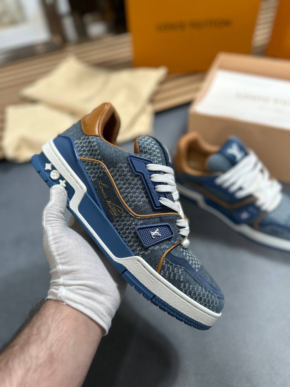 Louis Vuitton LV Rep Trainer Blue Damier 3D Denim for Men Sale UK