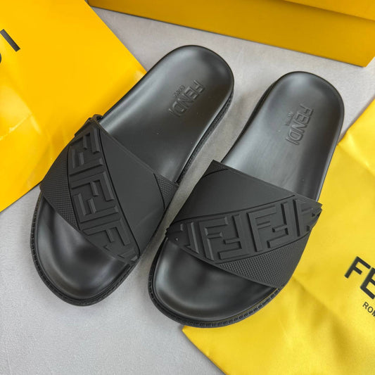 Fendi Rubber Sliders Black Fashion Wear Footwear Mens Best Sale UK Reps AAA Quality