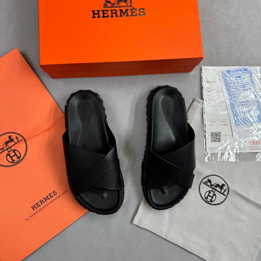 Hermes Pre-Loved Infra Sliders for Men Black Best Sale UK Reps AAA Quality