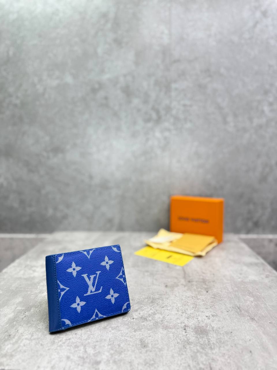 Louis Vuitton LV Blue Monogram Printed Slender Wallet Mens Best Sale UK Reps AAA Quality