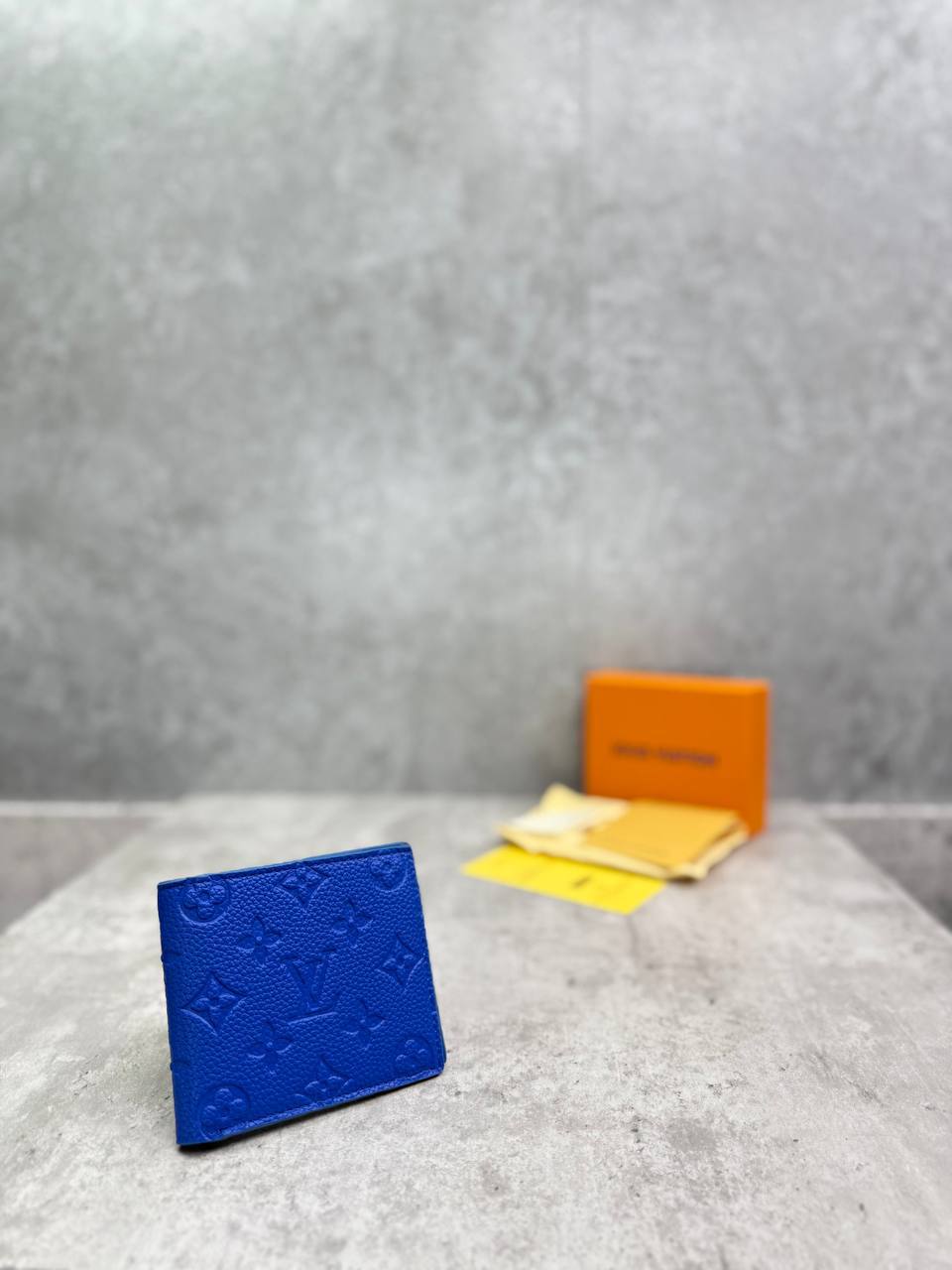 Louis Vuitton Blue Taurillon Leather Slender Wallet Mens Best Sale UK Reps AAA Quality