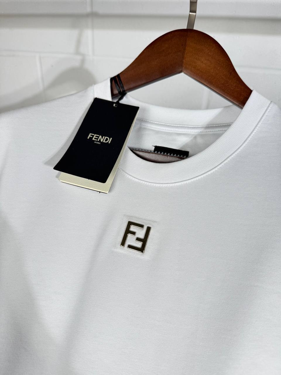 Fendi Short Sleeve T-Shirts Mens Logo Embroidered Best Sale UK Reps AAA Quality