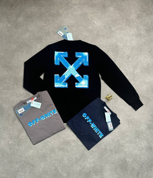 Off-White Metal Arrow Logo Round Neck Logo Embroidered Mens Jumpers in Multiple Colors Best Sale UK Reps AAA Quality