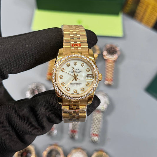 Rolex Lady-Datejust Watch Yellow Gold White Dial Womens Fashion UK Reps AAA Quality