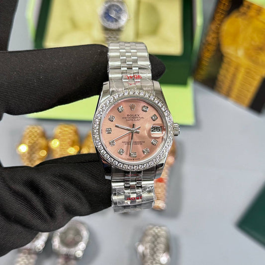 Rolex Lady-Datejust Watch Silver Chain Pink Dial Womens Fashion UK Reps AAA Quality
