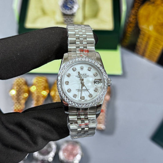 Rolex Lady-Datejust Watch Silver Chain White Dial Womens Fashion UK Reps AAA Quality