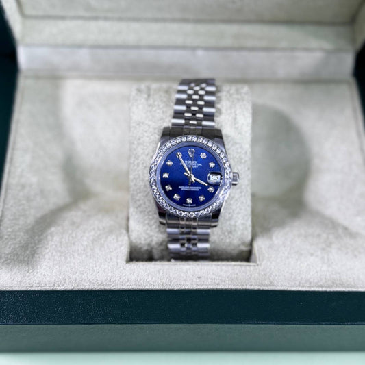 Rolex Lady-Datejust Watch Silver Chain Blue Dial Womens Fashion UK Reps AAA Quality