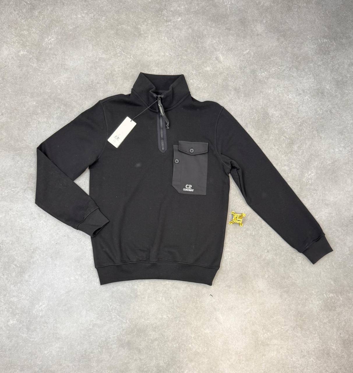 C.P. Company Men's Quarter Zip Sweat in Drizzle Mens Jumpers UK Reps AAA Quality