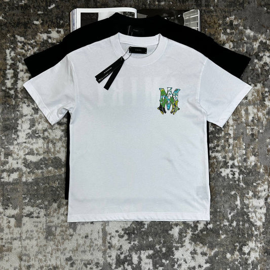 Amiri Black Paisley Logo T-shirts in Cotton For Mens UK Reps AAA Quality