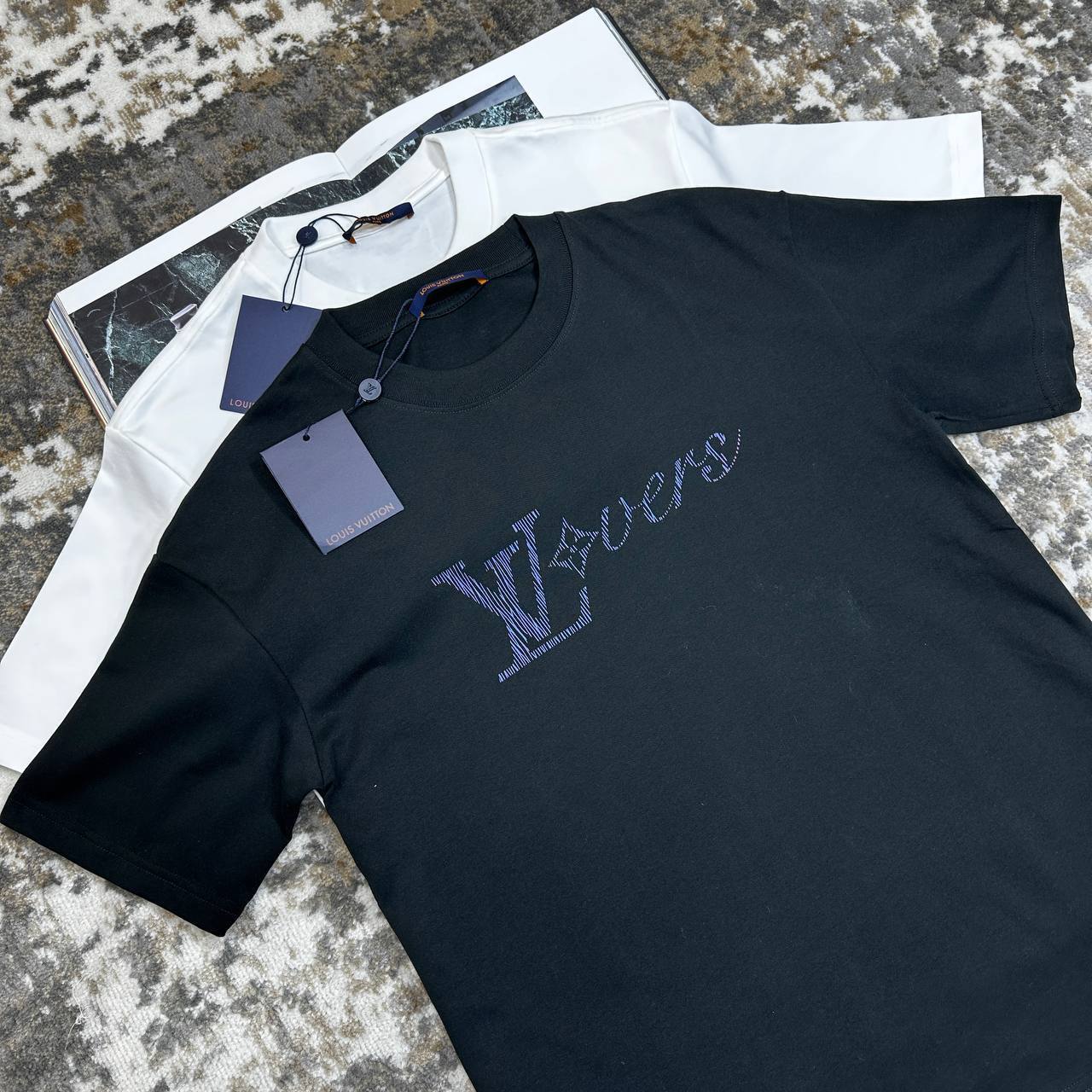 Louis Vuitton LV Embellished Embroidered Short-Sleeved T-Shirts Mens in 2 Colors UK Reps AAA Quality