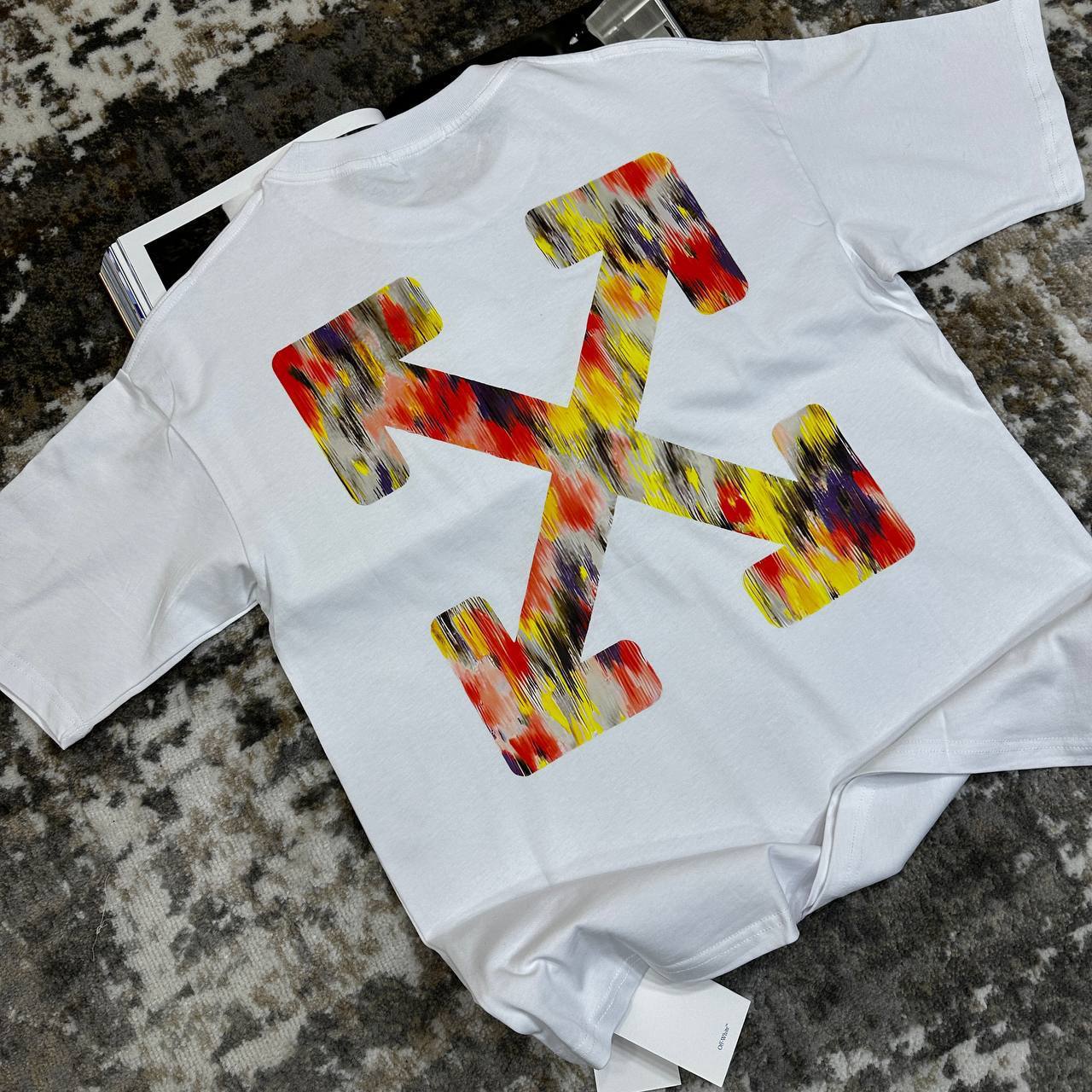 Off-White Red Floral Design T-Shirts Short Sleeve Tee Mens UK Reps AAA Quality