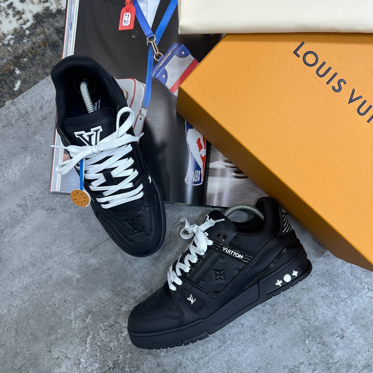 Louis Vuitton LV Trainers Triple Black Fashion Wear Mens UK Reps AAA Quality