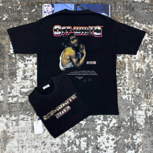 Off-White Digit Bacchus Crew-Neck Slim Short Sleeve T-Shirts Mens UK Reps AAA Quality